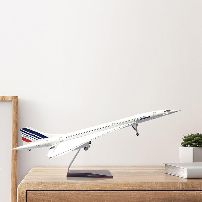 1/125 Scale Concorde Airplane Model Prebuilt Diecast Aircraft Miniature Kit Airplane for Air France Metal Model for Adults Collection or Gift