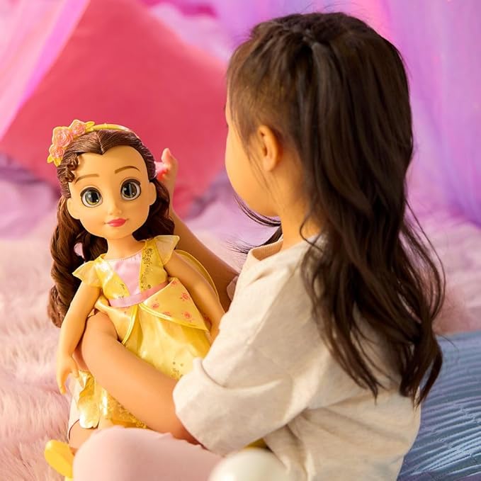 Disney Store Official Belle Once Upon a Story Doll - 16 Inch Disney Princess Toys Featuring Reflective Eyes with 3D Pupil and Iris, Detailed Costume, Hair Comb & Shoes - Comes in Display Box