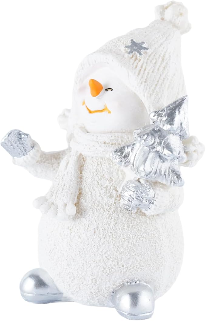 Resin Snowman Christmas Decorative Statues, Ideal for Outdoor Patio Lawn & Indoor Holiday Home Decoration, for Parents and Friends