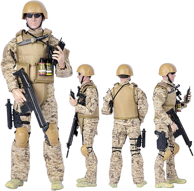 12 Inch Soldier Action Figure Model, 1/6 Realistic Army Military Navy Seal Model Set with Weapons and Accessories for Adults Military Lovers to Collect and Gift (Navy Seal Soldier)