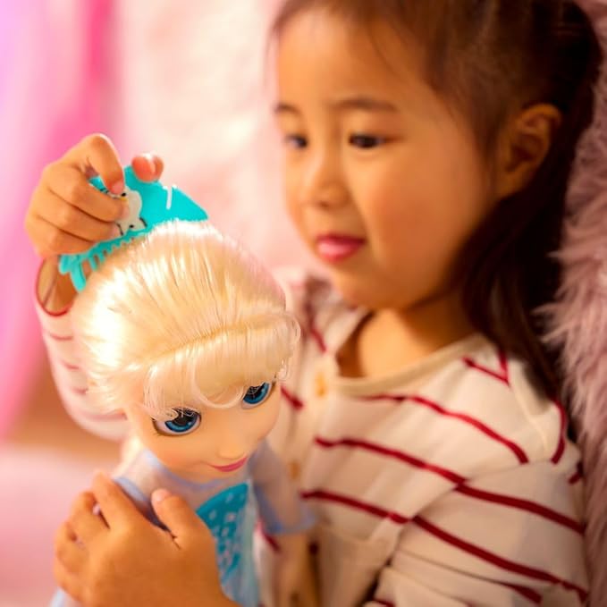 Disney Store Official Elsa Once Upon a Story Doll - 16 Inch Disney Princess Toys Featuring Reflective Eyes with 3D Pupil and Iris, Detailed Costume, Hair Comb & Shoes - Comes in Display Box