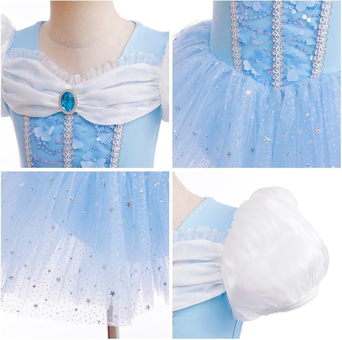 DYMCII Baby Girls Princess Ballet Dress Short Sleeve Leotards Skirted Tutu Dancewear Halloween Christmas Party Fancy Costume