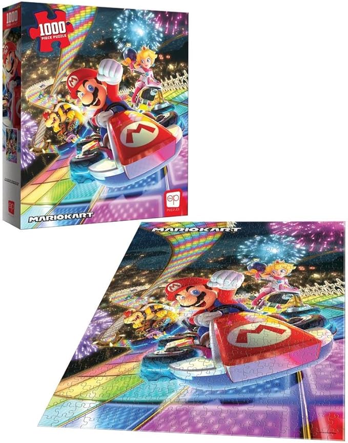Mario Kart “Rainbow Road” 1,000 Piece Jigsaw Puzzle | Collectible Super Mario Puzzle Artwork Featuring Mario, Princess Peach, and Bowser | Officially-Licensed Nintendo Puzzle & Merchandise