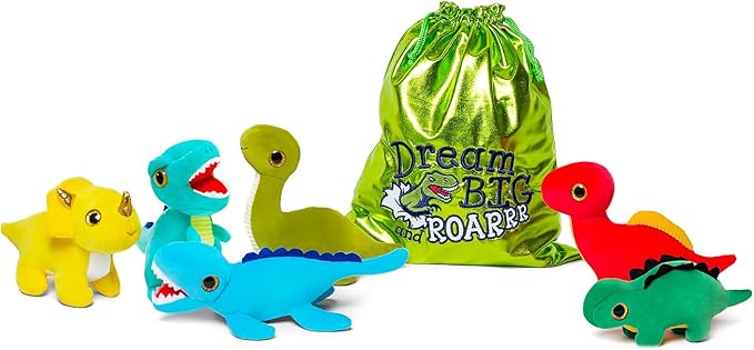 Naturally KIDS Stuffed Animal, Toddler Gifts for Boys, Girls, Plush Dinosaur Toys Set 6