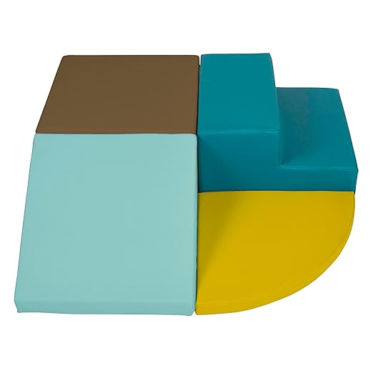 SoftScape Toddler Playtime Corner Climber, Indoor Active Play Structure for Toddlers and Kids, Safe Soft Foam for Crawling and Sliding (4-Piece Set) - Earthtone/Contemporary, 11619-ETCT