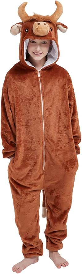 ABENCA Kids Onesie Animal Girls Costume One Piece Pajamas Sleepwear Cosplay Halloween Christmas