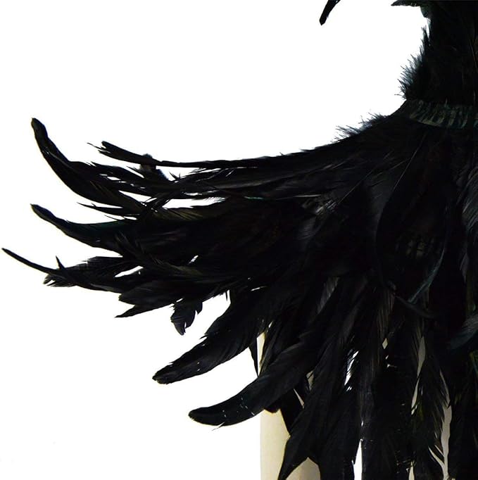 L'VOW Gothic Black Feather Shrug Cape Shawl Halloween Costume for Men