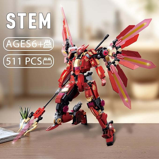 Mech Building Set, Samurai Mecha Warriors Building Kit, Creative Collectible Toy for Adults Man Teens Boys 8+, Compatible with Lego Mech Set, 511 PCS