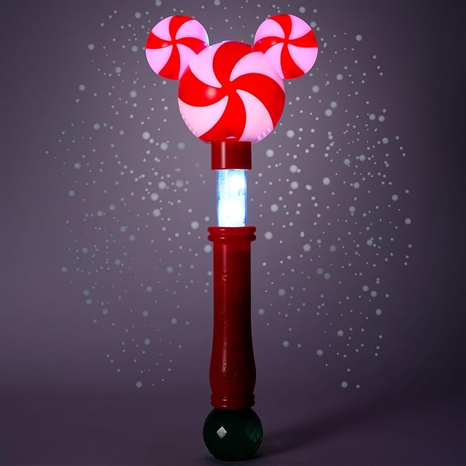 Disney Store Official Mickey Mouse Icon Peppermint Swirl Holiday Scented Light-Up Bubble Wand - Perfect for Kids & Fans, Authentic Design, Ideal for Outdoor Play & Parties, Durable & Safe for All Ages