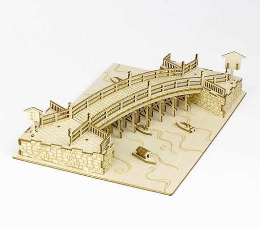 Nihonbashi Wooden Architecture 3D Puzzle - Fun DIY Wood Craft Kits