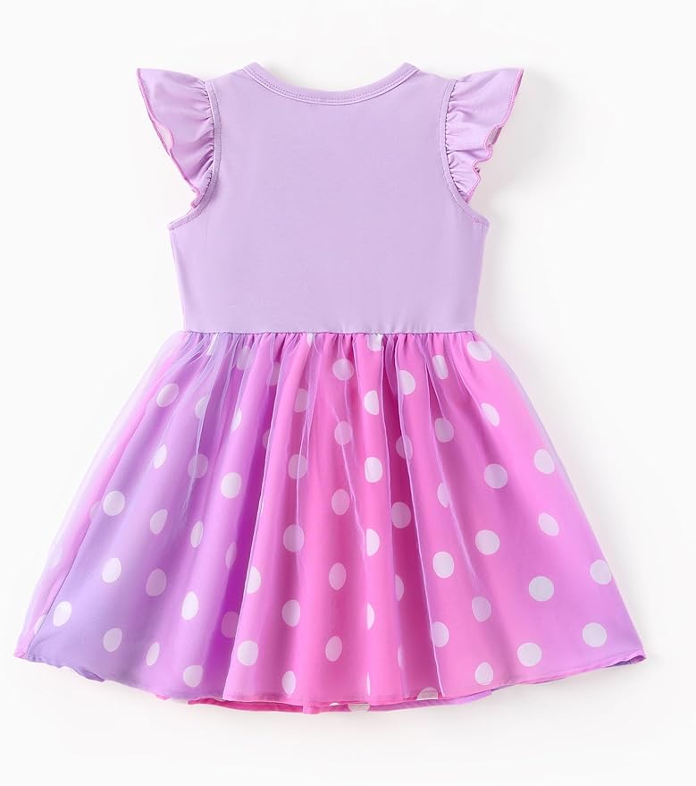 Disney Frozen Elsa Princess Cinderella Ariel Jasmine Rapunzel Baby/Toddler Dress, Ruffle Long-Sleeve Mesh Overlay Tulle Dress