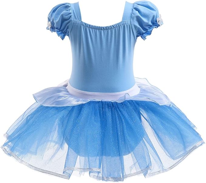 DYMCII Baby Girls Princess Ballet Dress Short Sleeve Leotards Skirted Tutu Dancewear Halloween Christmas Party Fancy Costume