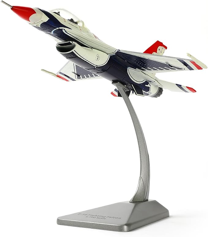 1/100 F-16C Thunderbird Fighter Model Metal DieCast Aircraft Jet Kit Fighter Plane Model Military Airplane for Collection and Gift, White