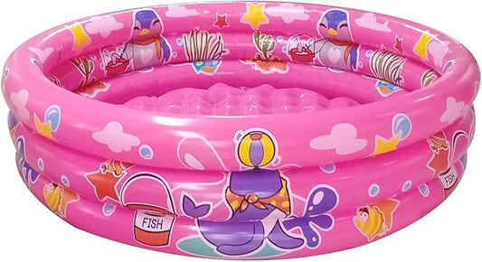 Big Summer 3 Rings Kiddie Pool, 48”X12”, Kids Swimming Pool, Inflatable Baby Ball Pit Pool, Small Infant Pool (Pink)