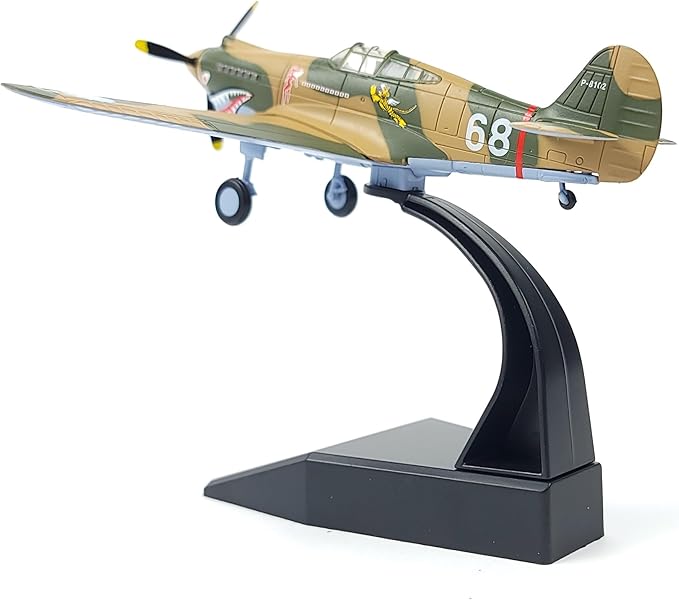 1/72 P-40C War Hawk Flying Tigers Fighter Model World War II Vintage Warplane Metal Diecast Aircraft Military Display Airplane for Display Collection or Gift, Yellow