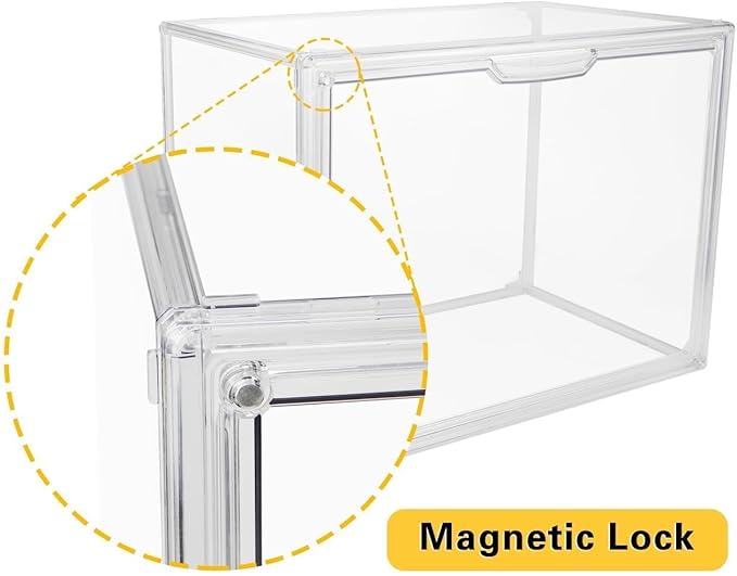 Clear Stackable Plastic Storage Bins with Lid, Dustproof Display Cases, Extra Large Figures Collectibles Showcase, Boot & Shoe Boxes, Helmet Protection Organizer (Transparent, XL-1 Pack)