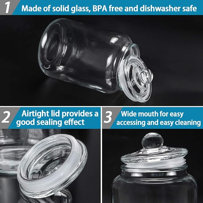 MDLUU Glass Jar with Airtight Lid, 3L/101oz Glass Canister, Pantry Storage Container, Large Apothecary Jar for Candy, Cookie, Flour, Brown Sugar
