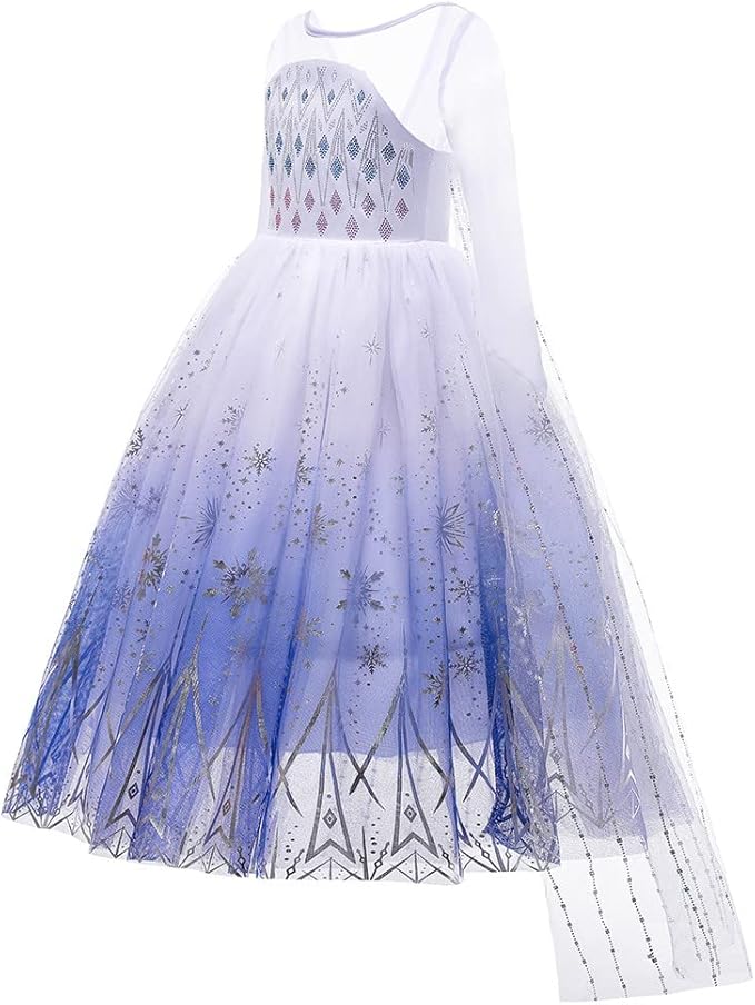 REXREII Princess Dress for Girls Halloween Party Cosplay Dress Up Frozen Elsa Snow Queen Costume Christmas Birthday Gown