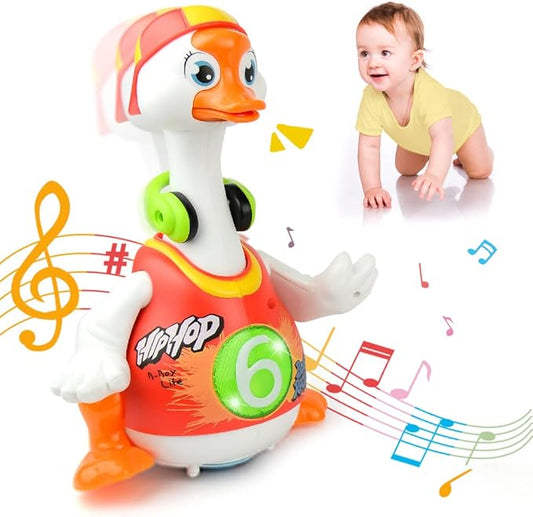 Woby Baby Musical Toy Dancing Singing Talking Walking Hip Hop Swing Goose Cool Educational Toy Gift for 1 2 3 Year Toddlers Kids Boys Girls