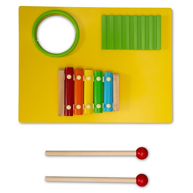 Delta Children Play and Learn Sensory Table for Kids Includes Shape Sorting, Building Block Baseplate, Gears and Musical Instruments - Use as Sand/Activity Table, White/Primary