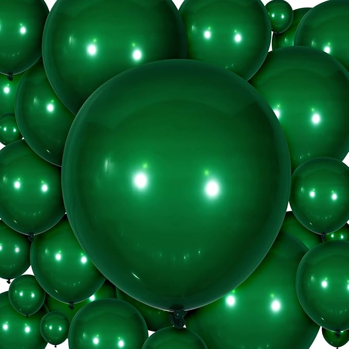 300 Pcs Latex Balloons Different Sizes 5/10/12/18 Inch Party Anniversary Balloons Bulk for Birthday Wedding Baby Shower Party Decoration(Dark Green)