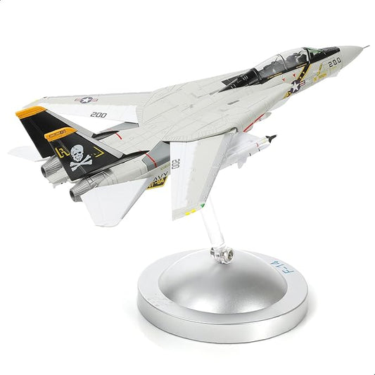 F-14A Tomcat 1/100 Metal Airplane Model Kits with Stand VF-84 Jolly Rogers DieCast Alloy Fighter Model Jet Replica Pre-Build Military Aircraft Collection for Display or Gift