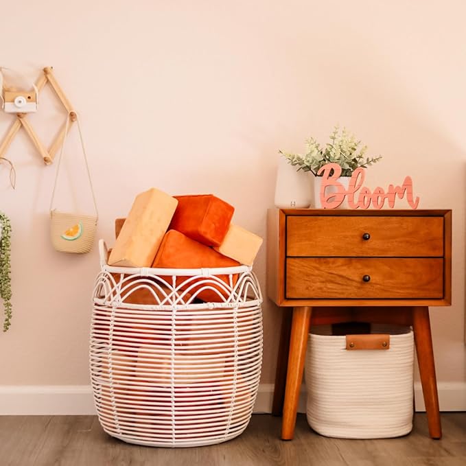 The Original Premium Plush Building Block for Kids - Certified Safe Foam Blocks in Luxuriously Soft Fabric Covers - Set of 24 (Desert)