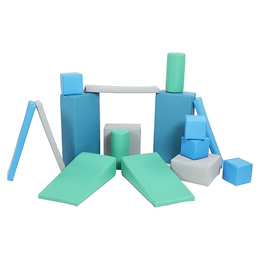 ECR4Kids SoftZone Soft Builder Blocks, Foam Shapes, Contemporary, 16-Piece