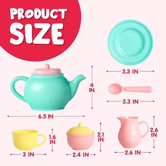 JOYIN 18PCS Pretend Tea Party Set Play Food Accessories BPA Free, Phthalates Free, Plastic Tea Set, Mini Kitchen for Kids, Gifts for Toddler Boys Girls, Gift for Christmas