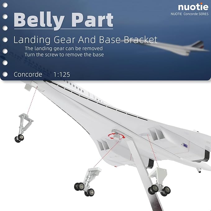 1/125 Scale Concorde Airplane Model Prebuilt Diecast Aircraft Miniature Kit Airplane for Air France Metal Model for Adults Collection or Gift
