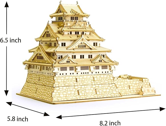 Osaka Castle Wooden Architecture 3D Puzzle - Fun DIY Wood Craft Kits - Ideal Gift for Birthdays and Party Favors