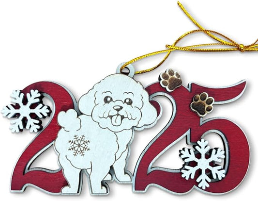 Maltese Dog 2025 Christmas Ornament – Wooden Holiday Tree Hanging Decoration – Cute Maltese Puppy Ornament, Pet Lover Keepsake Gift for Christmas 2025