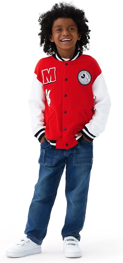 Disney Minnie Mickey Stitch Princess Frozen Elsa Marvel Jacket Lightweight Coat Button up Color Block Sweatshirt 2-14 Years