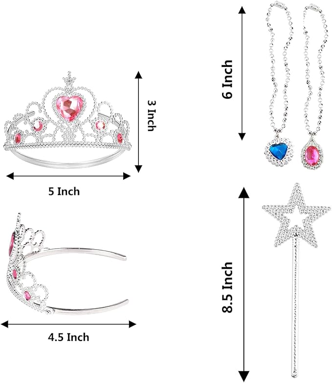 S & E TEACHER'S EDITION 60 Pcs Princess Pretend Play Dress Up Set 12 Crowns 12 Wands 24 Rings 12 Nacklaces Princess Jewelry Toys for girls Costume Party Accessories