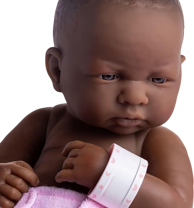 8 piece Layette Baby Doll Gift Set | JC Toys - La Newborn Nursery | 14" Life-Like African American Newborn Doll w/ Accessories | Pink | Ages 2+