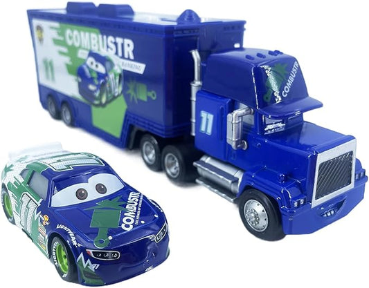 Portable Mini Toy Car and Truck Set 1:55 Diecast Model Metal Body Racers for Preschool Kids Ages 3+ Years (11)