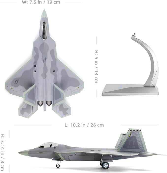 1/72 F-22 Raptor Model Diecast Airplane Fighter Model for Collections and Gift (TY 325 FW)