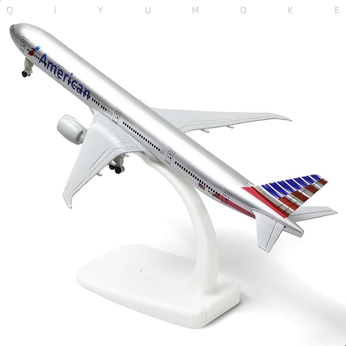 1/300 American 777 Diecast Metal Airplane Model Kits for Boeing 777 Airlines Model Plane with Display Stand (7.5-inch L) for Adult Aviation AA Plane Models Gifts or Desktop Decorations