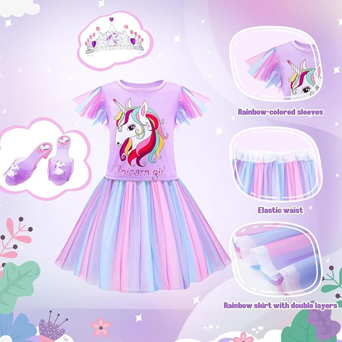 Meland Princess Dress Up for Girls 3-6, Dress Up Clothes for Girls with Princess Shoes Toy, Birthday Gift for Toddlers Girls