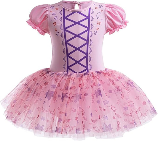 DYMCII Baby Girls Princess Ballet Dress Short Sleeve Leotards Skirted Tutu Dancewear Halloween Christmas Party Fancy Costume