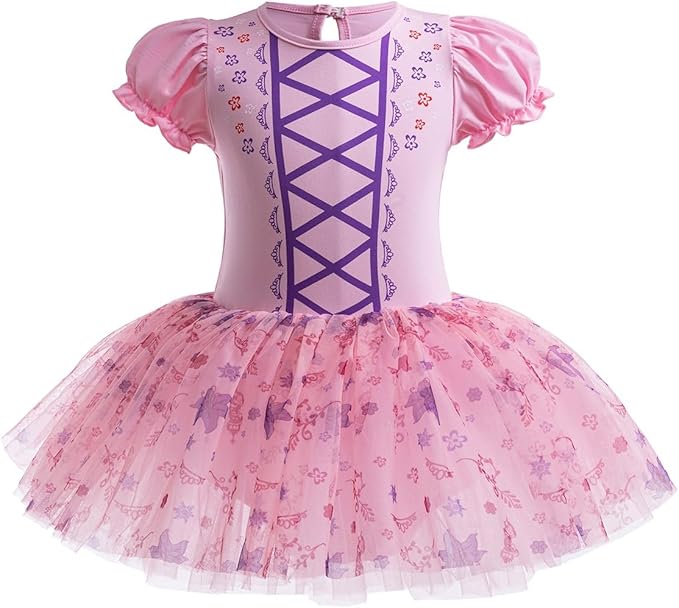 DYMCII Baby Girls Princess Ballet Dress Short Sleeve Leotards Skirted Tutu Dancewear Halloween Christmas Party Fancy Costume