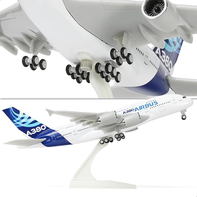 1/240 A380 Prototype Airplane Model Kits (30cm L) for Airbus A380 Resin Plane Model with Display Stand for Adult Aviation Gift or Display Decoration