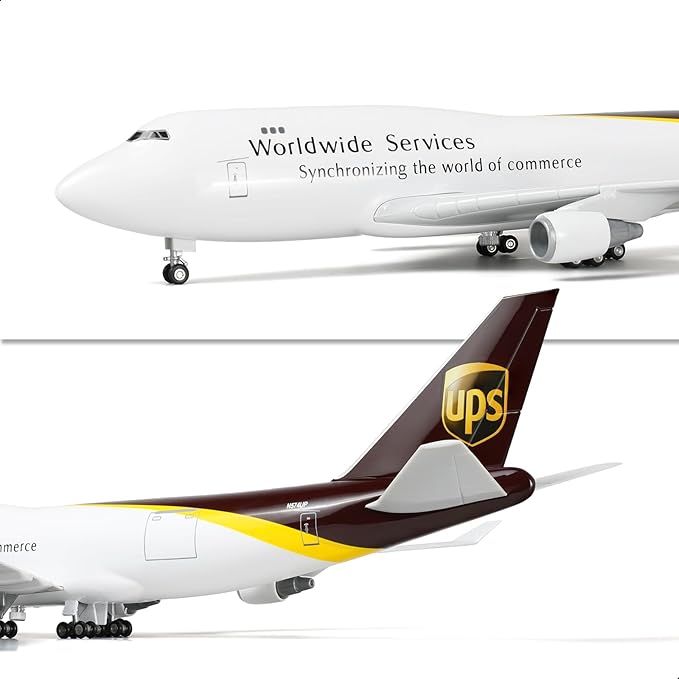for UPS 1/160 747 Large Scale Model Airplane with Stand for Boeing 747-400 Pre-Build Aircraft Model Kit for Adult (17-inch L) Aviation Enthusiasts Cargo Plane Gift or Airplane Collections