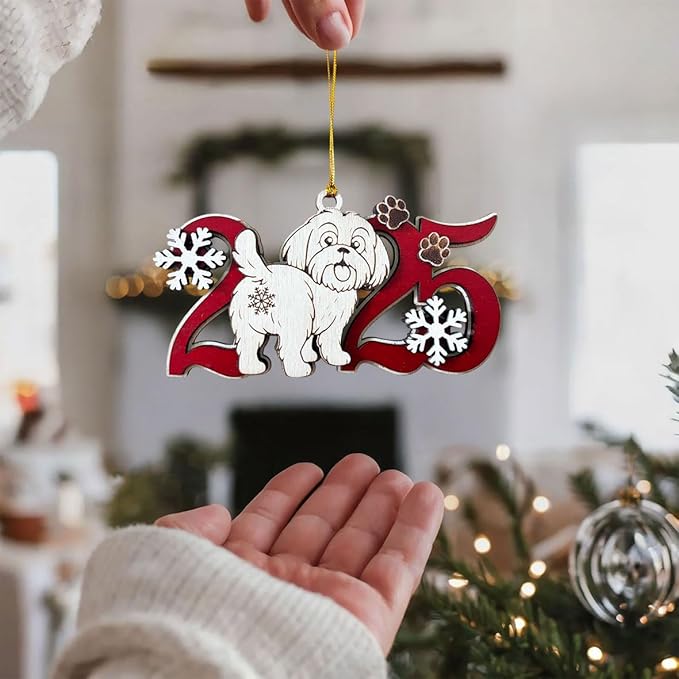 2025 Shih-Tzu Christmas Ornament – Wooden Dog Ornament for Tree, Cute Puppy Holiday Decoration, Personalized Pet Keepsake Gift for Women, Men, Kids, Dog Mom & Dad