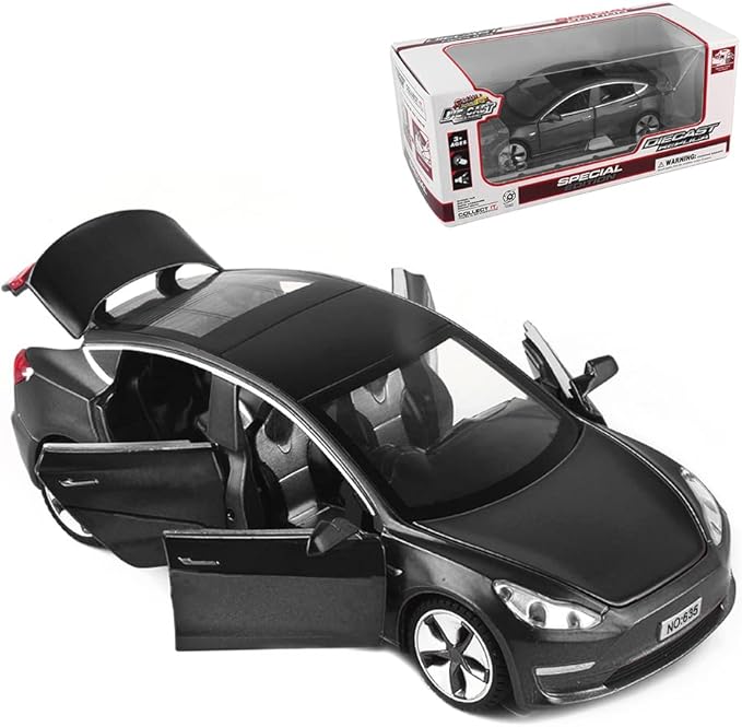 Diecast Toy 3 Car Model,Zinc Alloy Simulation Casting car Model Pull Back Vehicles,1:32 Scale Mini Vehicles Toys with Lights and Music for Toddlers Kids Children Birthday Gift (Black)