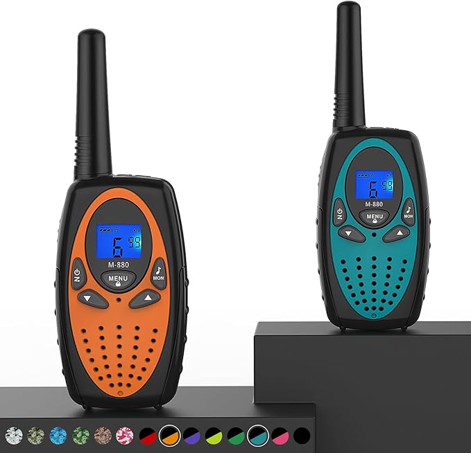 Walkie Talkies Long Range,M880 Two Way Radio for Adults with Mic LCD Screen/Resistance Wakie-Talkies with Noise Cancelling for Men Women Outdoor Adventures Cruise Ship (Blue and Orange)