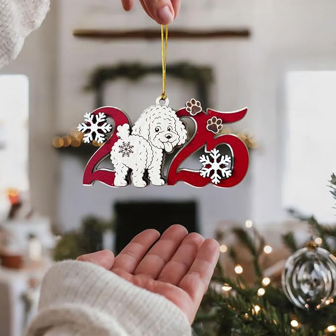 2025 Poodle Christmas Ornament – Wooden Dog Ornament for Tree, Cute Puppy Holiday Decoration, Personalized Pet Keepsake Gift for Women, Men, Kids, Dog Mom & Dad