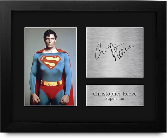 HWC Trading Christopher Reeve Superman Gifts USL Framed Printed Signed Autograph Picture for Movie Memorabilia Fans - US Letter Size
