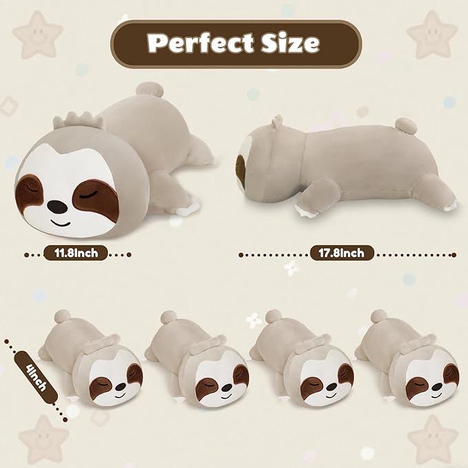 SQEQE Sloth Stuffed Animals with Babies Inside 5-Piece Set of Sloth Mommy and Babies Plush Cuddly Stuffed Animals Toys for Kids, Gifts Ideal for Christmas, Valentine's, Birthday