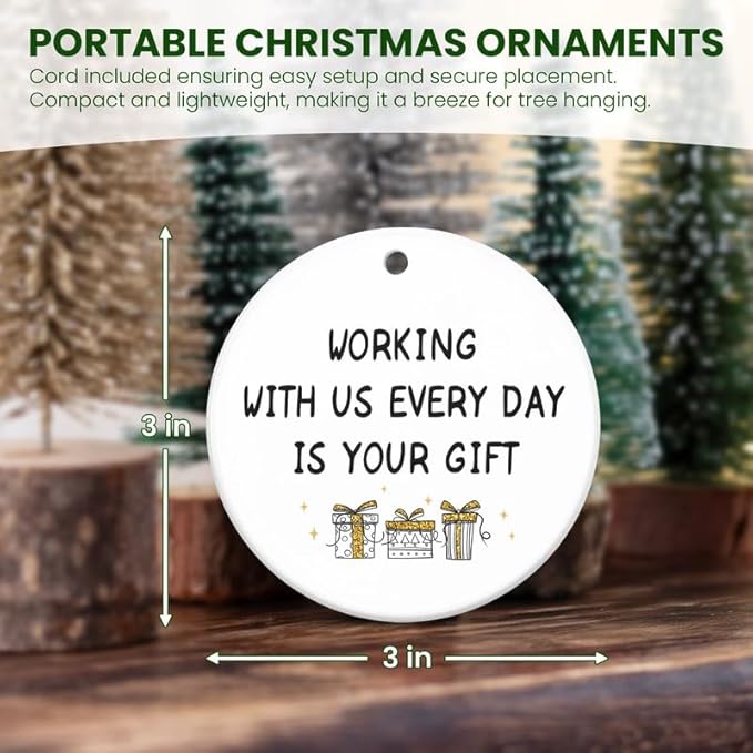 OASSIE Christmas Funny Gifts for Friends Women - Ceramic Christmas Ornaments Tree 2025 for Tree Decorations - Coworker Gifts for Women, Friend Gift for Work Bestie, Home Decorations Friends Ornament